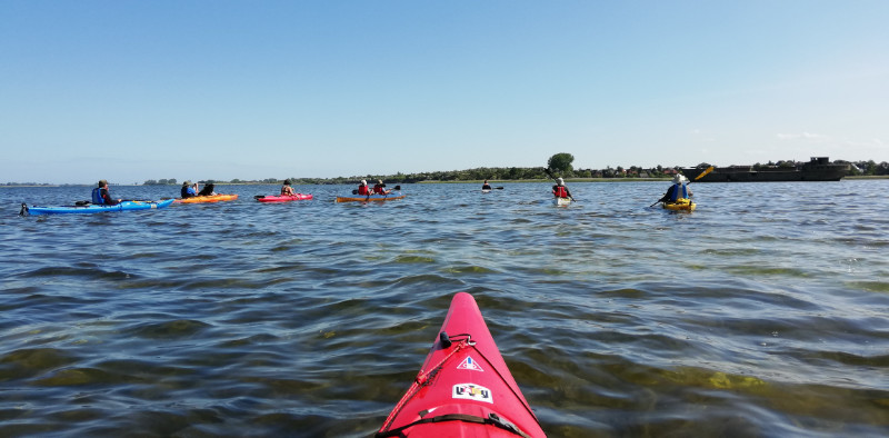 Foto: Kajaks auf dem Wasser während einer Kanutour